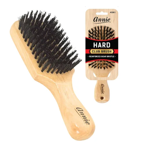 Annie Cepillo duro de cerdas de jabalí natural | Cepillo desenredante reforzado para cabello ondulado, liso, largo y corto | Estilo de ondas y
