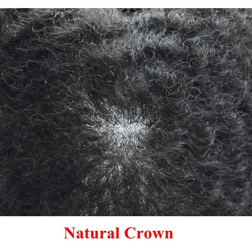 Miniatura 4 de Pelucas negras Afro Toupee de 0.236 pulgadas para hombre, con ondas afro de piel de polietileno, inyección de poliuretano, sistema de reemplazo