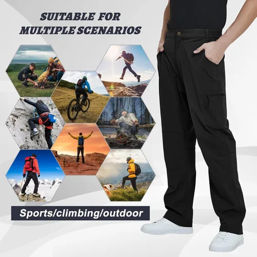 Miniatura 7 de MEETYOO Pantalones cargo de senderismo para hombre, impermeables, tácticos, ligeros, elásticos, para acampar
