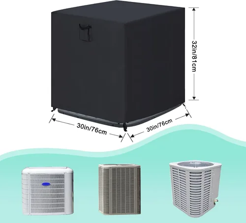 Miniatura 2 de ABCCANOPY Patio cuadrado cubierta de aire acondicionado impermeable al aire libre protectora universal protección UV cubierta 30x30x32 negro
