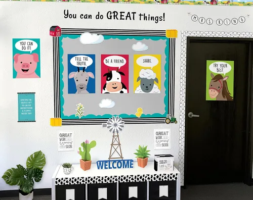 Miniatura 3 de CTP - Borde EZ con estampado de vaca para el aula, borde de tablón de anuncios para temática de granja y animales (Creative Teaching Press 10506)