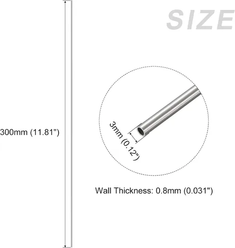 Miniatura 2 de METALLIXITY Tubo de acero inoxidable 304 (0.118 in de diámetro exterior x 0.031 in de pared T x 11.811 in de largo), 5 piezas, tubo recto