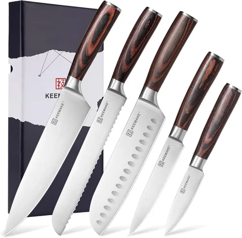 Miniatura 8 de KEEMAKE Juego de cuchillos Santoku de 2 piezas, juegos de cuchillos de chef japonés con cuchillos de cocina de acero inoxidable de alto carbono
