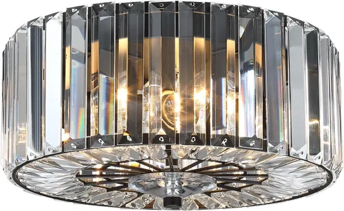 Miniatura 11 de Large Crystal Ceiling Light, 17.5" Black K9 Crystal Flush Mount Ceiling Light, 4-Light Round Luxury Light Fixture for Dining Room, Bedroom, Hotel