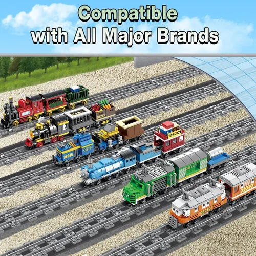 Miniatura 7 de 40 piezas de pistas de tren de ciudad, accesorios clásicos, juguete de construcción de ferrocarril compatible con todas las principales marcas - 32