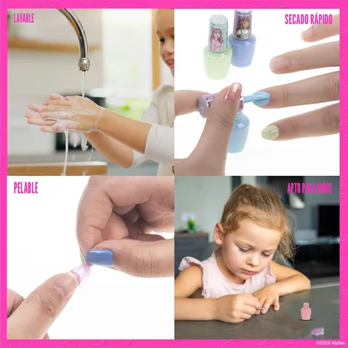 Miniatura 4 de Barbie - Townley Girl - Juego de esmaltes de uñas seguros a base de agua no tóxicos con secador de uñas para niños, pilas no incluidas, a partir