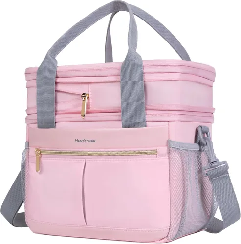 Miniatura 11 de Lonchera para Mujeres de Doble Nivel Aislada Bolsa de Almuerzo para Mujeres Expandible a Prueba de Fugas Reutilizable Bolsa Refrigeradora de Champán