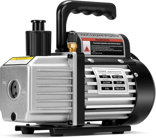 VIVOHOME Bomba de vacío HVAC de una sola etapa de 4.5 CFM 1/3 HP 110V con botella de aceite y detector de fugas de refrigerante HVAC con batería