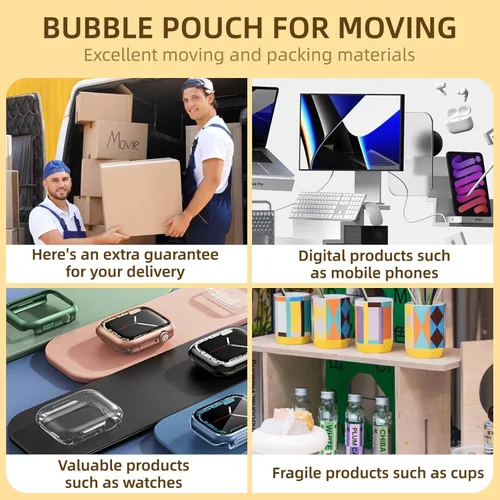 Miniatura 4 de 100 piezas de bolsas de burbujas, bolsas de burbujas de 6”x8” para compras, bolsas de acolchado de burbujas de doble pared para envío, embalaje