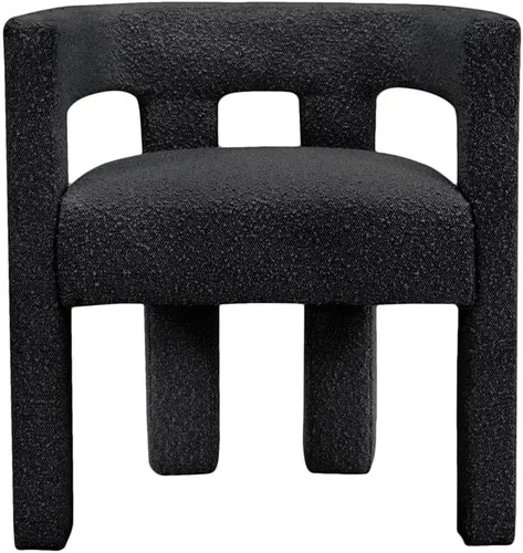 Miniatura 11 de Meridian Furniture Colección Athena Moderna Contemporánea Silla de Acento Comedor Tapizada en Tela Boucle, 25" An x 21" Pr x 27" Al, Negro