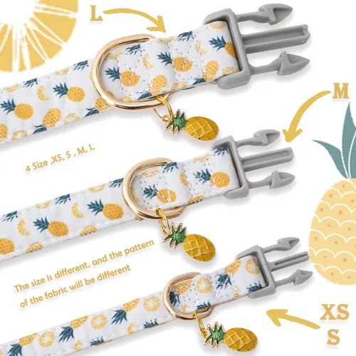 Miniatura 3 de Faygarsle Lindo collar de perro para perras y perros machos, collar suave y elegante para mascotas con diseño de piña, collar de perro de verano