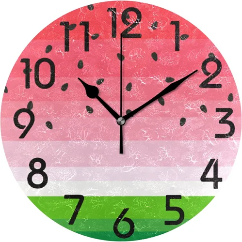 Miniatura 10 de Naanle Reloj de pared redondo retro de cine, 9.5 pulgadas, funciona con pilas, reloj de escritorio analógico silencioso de cuarzo para el hogar