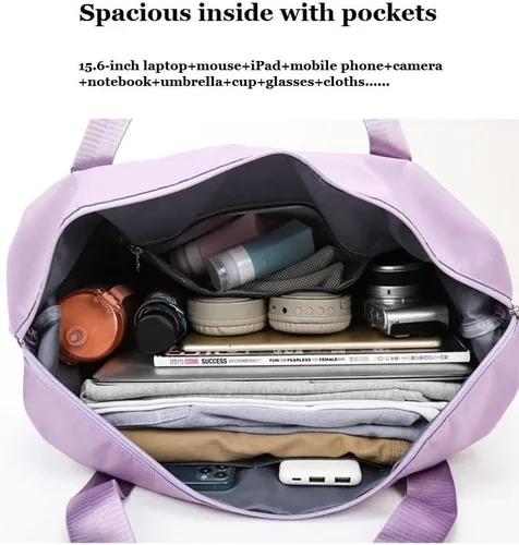 Miniatura 4 de Bolsa de lona de viaje, Bolsa de gimnasio deportiva, Bolsa de hombro para fin de semana, Púrpura, Matata Bolsa de viaje de viaje, bolsa de gimnasio