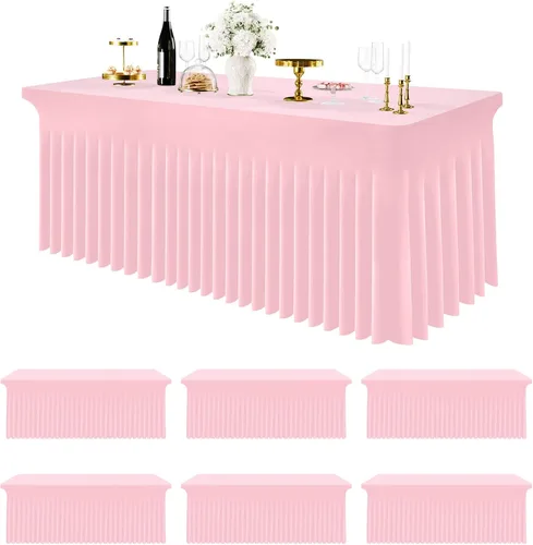 Miniatura 20 de Smiry Mantel de Spandex Paquete de 6, Mantel Elástico Ajustable Extensible para Mesas Rectangulares de 4 Pies, Cubierta de Mesa Impermeable Lavable
