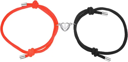 COTATI 2 pulseras magnéticas para parejas, en forma de corazón, pulseras de amistad a juego para mujeres y hombres