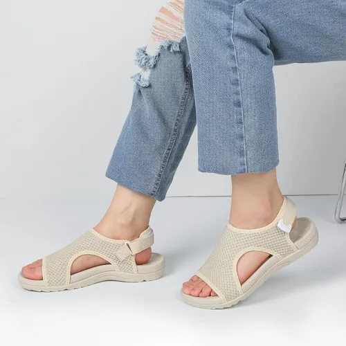 Miniatura 3 de XIHALOOK Sandalias ortopédicas para caminar para mujer con ganchos ajustables, puntera abierta, sandalias deportivas de punto transpirable