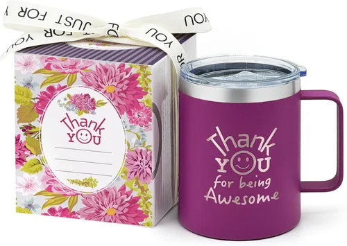 Miniatura 16 de DLOCCOLD Regalos de agradecimiento para mujeres, taza de café con texto en inglés "Thank You for Being Awome", agradecimiento a los empleados