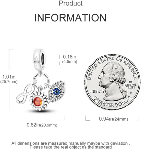 Miniatura 3 de Pandach Cuentas y Dijes de plata de ley 925 para pulseras y collares, colgantes de mariposa y auriculares, dijes de trébol, joyería de regalo