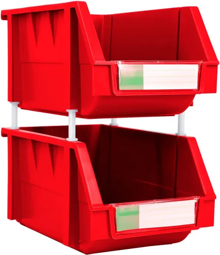 Miniatura 10 de Paquete de 2 cubos de almacenamiento apilables, organizador de polipropileno resistente de 8.4 x 11 x 6.9 pulgadas, diseño colgante y de conexión
