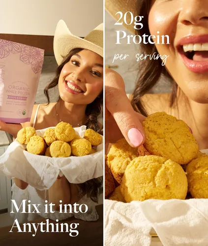 Miniatura 5 de Polvo de proteína de suero orgánico Truvani Sin sabor 20g de proteína de suero alimentado con hierba 20 porciones Orgánico USDA y sin OMG
