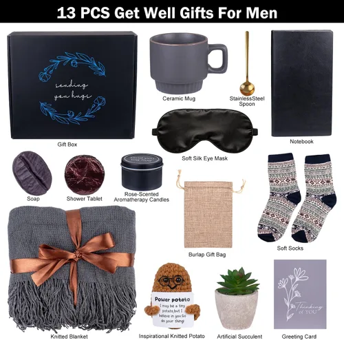 Miniatura 2 de Cestas de regalo para el Día del Padre «Get Well Soon» para hombres y mujeres, regalos para recuperarse después de la cirugía, paquete de cuidado