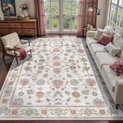 Miniatura 124 de Tangsoo Alfombra lavable para pasillo, antideslizante, 2 x 6 pies, estilo bohemio, floral, vintage, para entrada, suelo suave, para cocina, baño