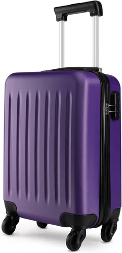 Kono Maleta de mano rígida de 19 pulgadas con ruedas giratorias, maleta ligera de cabina rodante para viajes en aviones, Púrpura, Llevar