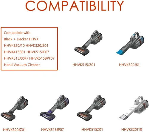 Miniatura 4 de Diteje Paquete de 4 accesorios de filtro de vacío de repuesto compatibles con Black and Decker HHVK HHVK320J10 HHVK320JZ01 HHVK415B01 HHVK515JP07