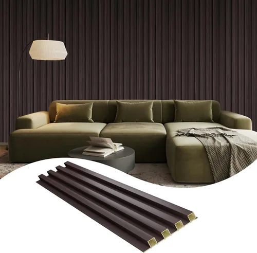 Miniatura 21 de OUZUGIE WPC Paneles de Pared de Lata Acústica, Paquete de 8 Paneles de Pared 3D de 96 x 6 Pulgadas para Decoración de Paredes Interiores, Sala