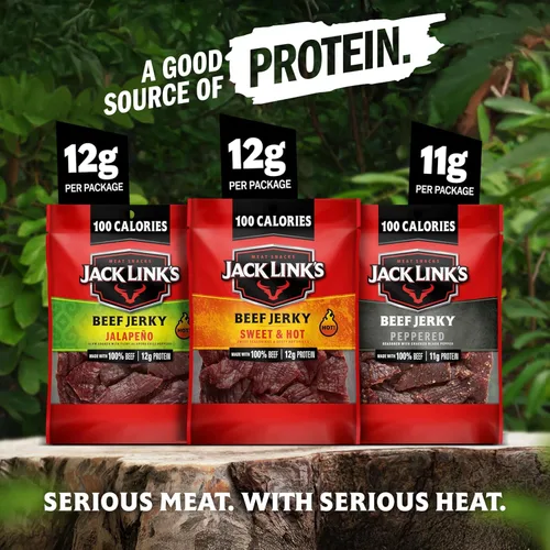 Miniatura 4 de Jack Link's Paquete variado de carne seca de res, incluye dulce y caliente, jalapeño y cecina picada, paquete de bocadillos de proteína a granel