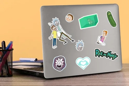 Miniatura 5 de Rick and Morty - Paquete variado de 100 calcomanías de vinilo troqueladas, calcomanías de dibujos animados de ciencia ficción para laptop, botella