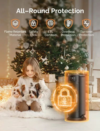 Miniatura 6 de Calentadores de espacio para uso en interiores, calentamiento rápido de 1500 W, calentador de cerámica portátil con termostato, 4 modos