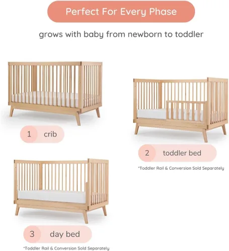 Miniatura 9 de dadada Baby Soho - Cuna convertible de madera 3 en 1 para cama infantil, fabricada en Italia, certificado GREENGUARD Gold, acabado seguro
