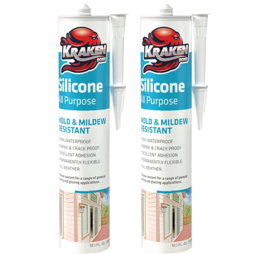 Miniatura 39 de Kraken Bond Sellador de silicona gris resistente al agua Cartucho de 100 a 10 onzas líquidas – RTV silicona calafateo para cocina y baño, todo uso