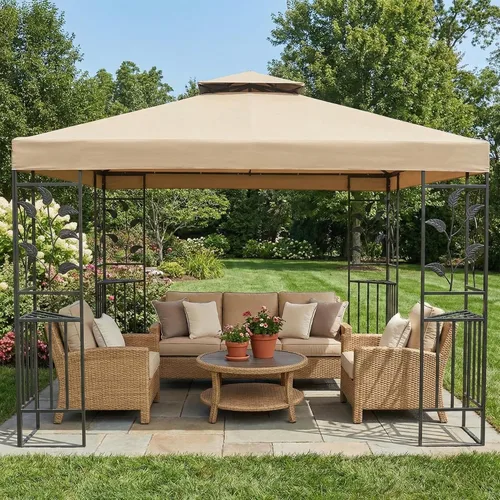 Miniatura 2 de Garden Winds Toldo de repuesto duradero 350 compatible con modelos de cenador Aldi Leaf de 10 x 10 pies 7884-15, 7884 (2015-2016), color beige