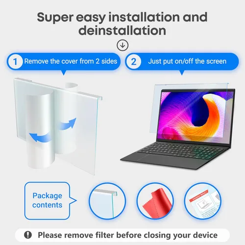 Miniatura 7 de VINTEZ Protector de pantalla de luz azul para monitor de computadora y portátil de 14 pulgadas, película de bloqueo de luz azul anti-UV para PC
