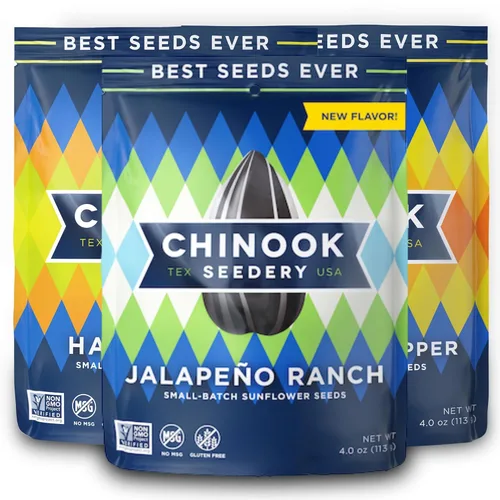 Chinook Seedery Semillas de girasol tostadas – Snacks Keto de semillas gigantes – Lo mejor para paquetes de aperitivos – Sin gluten, regalos de