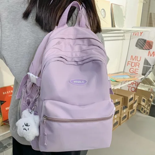 Miniatura 4 de VTTDB Mochila Kawaii con Lindos Accesorios Mochila Diurna Estética Casual Bolsa Simple para Laptop Mochila de Viaje Impermeable para Mujeres, Púrpura