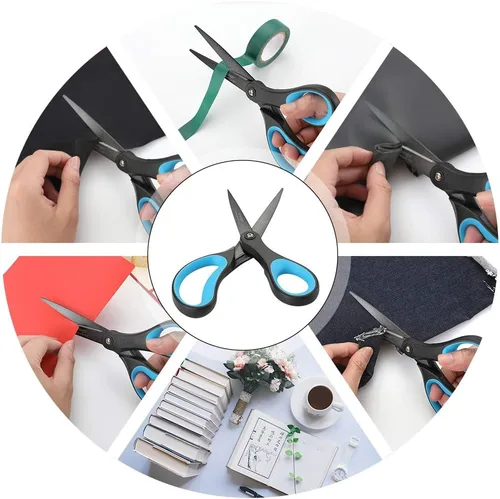 Miniatura 6 de LIVINGO Paquete de 2 tijeras antiadherentes de titanio de 8 pulgadas, agarre cómodo profesional de acero inoxidable, multiusos, tijeras rectas