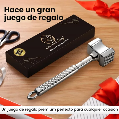 Miniatura 6 de Herramienta ablandadora de carne de acero inoxidable, mazo de carne premium con agarre antideslizante, mazo de cocina de doble cara ideal
