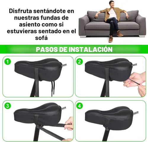 Miniatura 6 de Zacro Cojín de asiento de bicicleta, funda acolchada de gel para asiento de bicicleta para hombres y mujeres, cómodo, asiento de bicicleta