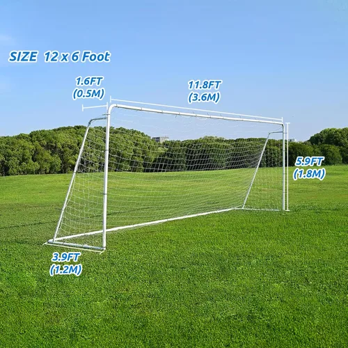 Miniatura 2 de Redes de portería de fútbol, red de fútbol de repuesto para deportes de 6 x 4 pies, 8 x 6 pies, 12 x 6 pies, 24 x 8 pies, no incluye postes