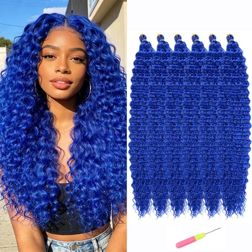 Miniatura 13 de MAYSA Extensiones de cabello sintético de ganchillo con ondas oceánicas, color 4 marrón, 22 pulgadas, rizado trenzado, extensiones de cabello