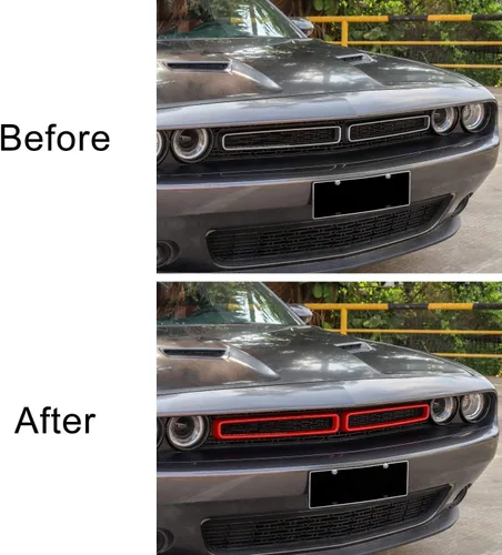 Miniatura 6 de Voodonala para insertos de rejilla delantera Challenger para accesorios Dodge Challenger 2015-2022, ABS rojo 2 piezas