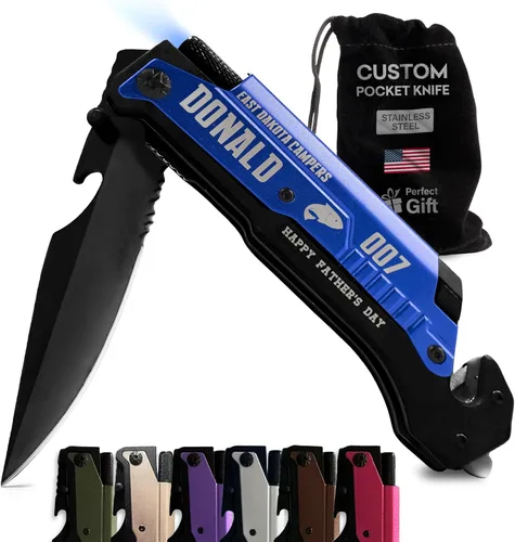 Miniatura 15 de Navaja de bolsillo grabada personalizada, regalo para hombres para el día del padre, negro, cuchillos de bolsillo personalizados, regalos de Navidad