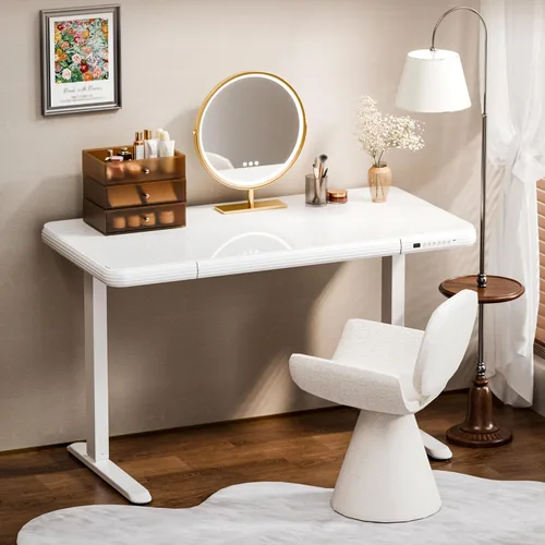 Miniatura 2 de FLEXISPOT Comhar - Escritorio de pie eléctrico de cristal puro con cajones, escritorio y puertos de carga USB, escritorio ergonómico de altura