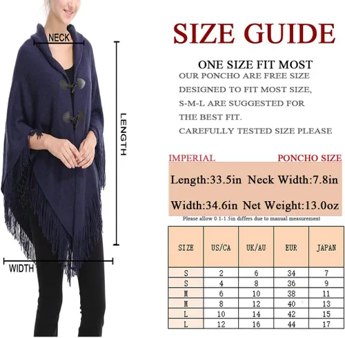 Miniatura 2 de Poncho suelto para mujer con elegante botón de trompeta, abrigo sin botones