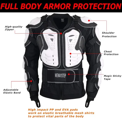 Miniatura 3 de Chaqueta protectora para motocicleta, armadura de cuerpo completo, protección para pecho y columna vertebral, equipo para bicicleta de tierra