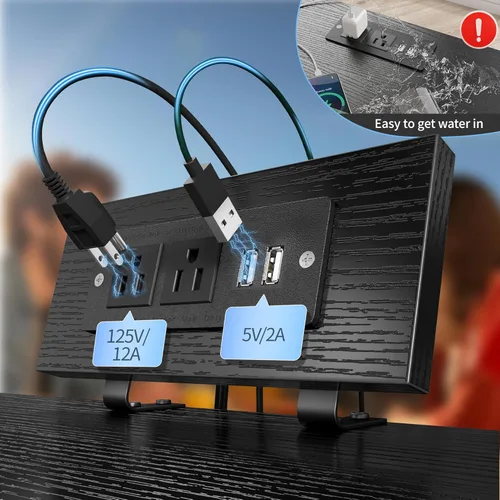 Miniatura 6 de EnHomee Mesita de noche alta con estación de carga y mesita de noche LED con 3 cajones, mesa de noche con cajones y tomas de corriente, mesita