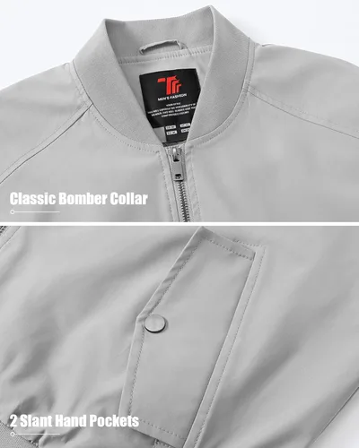 Miniatura 5 de BGOWATU Chaqueta bomber ligera cortavientos con cremallera completa para hombre